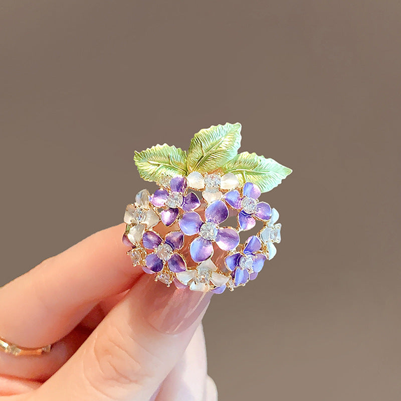 Fashion Purple Hydrangea Brooch Female High Sense