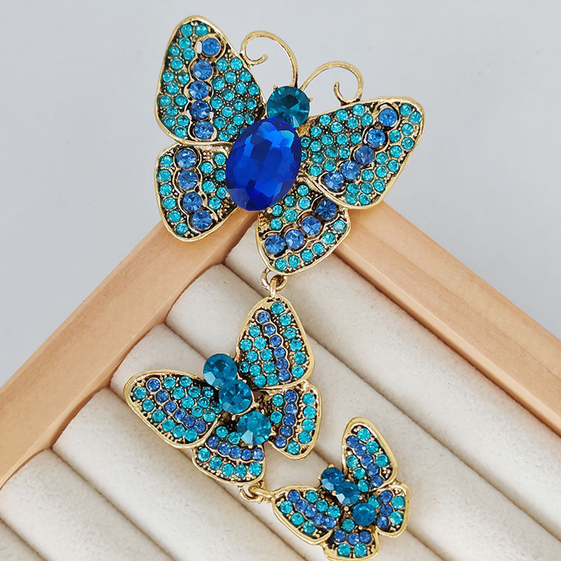 Women's Retro Diamonds Three Enamel Butterfly Brooch Jewelry/Accessories