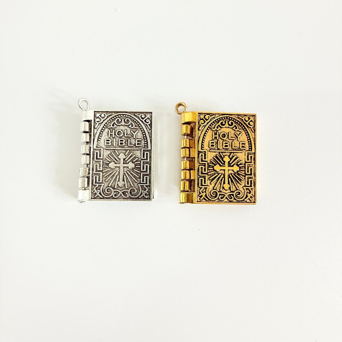 Alloy Gold Antique Silver Bible Keychain Necklace Jewelry & Accessories