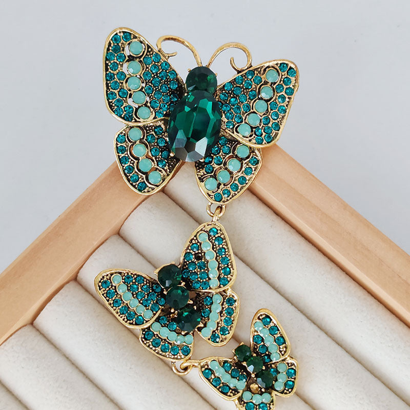 Women's Retro Diamonds Three Enamel Butterfly Brooch Jewelry/Accessories