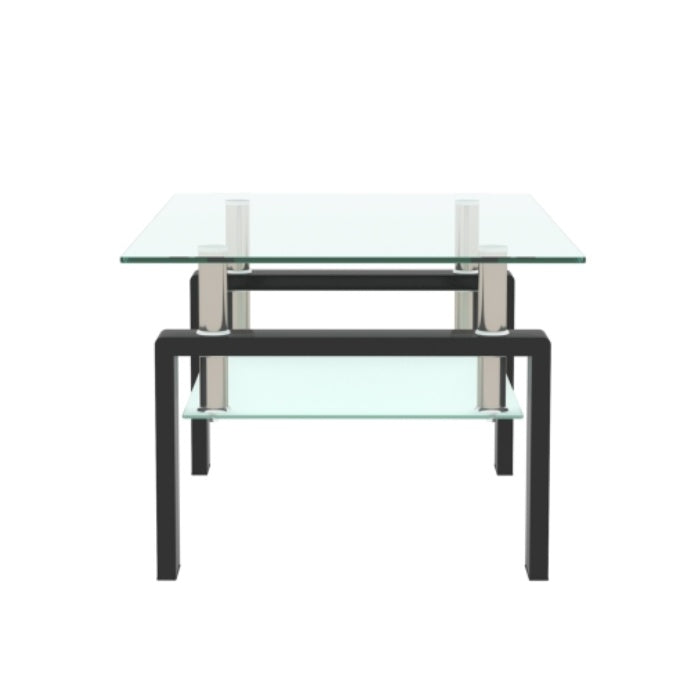 Table basse rectangulaire en verre noir, table basse transparente, table d'appoint moderne pour salon, mobilier de salon