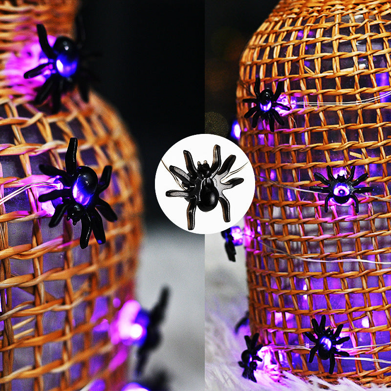 LED Purple Spider Lighting Chain Halloween Decoration Light Home Ornaments