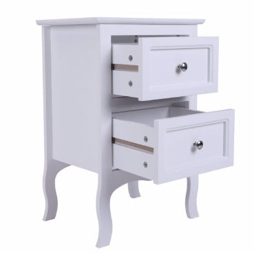 Countryside Style Two-story Bedside Table - White Furniture