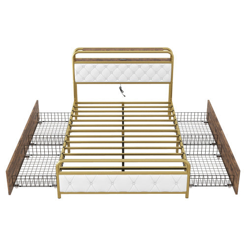 Bedside Table With Metal Drawers