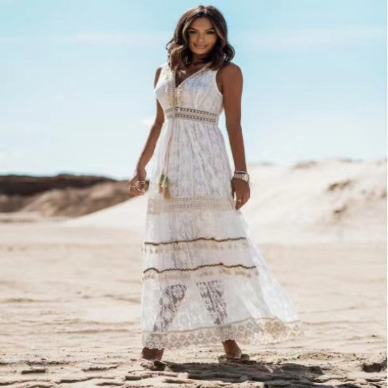 Lace Panel Waist Cut Out Dress Women's Garments Apparel / Clothing