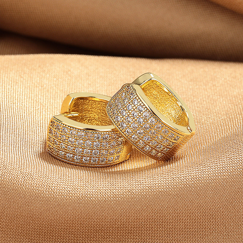 Full Diamond Unique Earrings Wide Brim Fashion Ear Ring Jewelry/Accessories