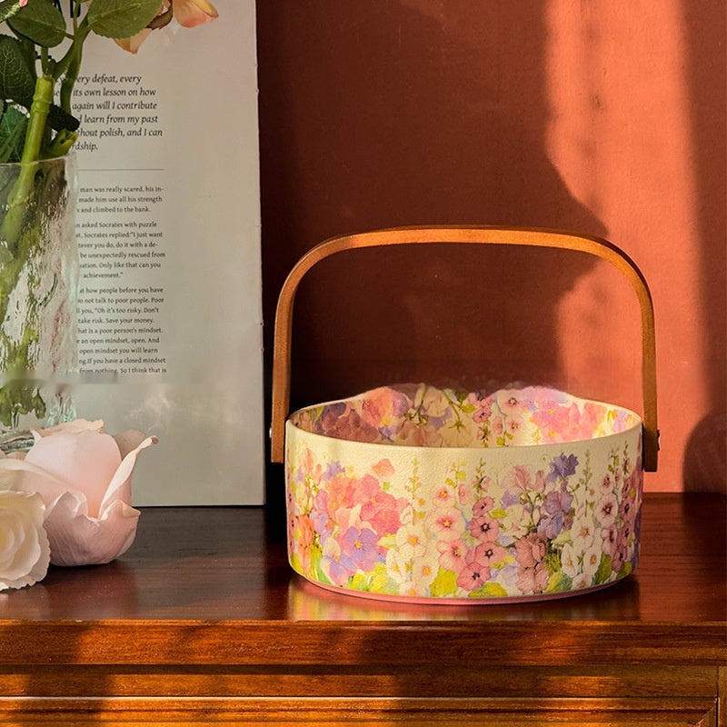 Portable Fruit Basket Ceramic Fruit Plate Tea Table Snacks Pastry Home Ornaments
