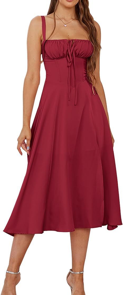 Mid-length Corset Elegant Slit Lace-up Women's Outing Leisure Dress Women's Garments Apparel / Clothing
