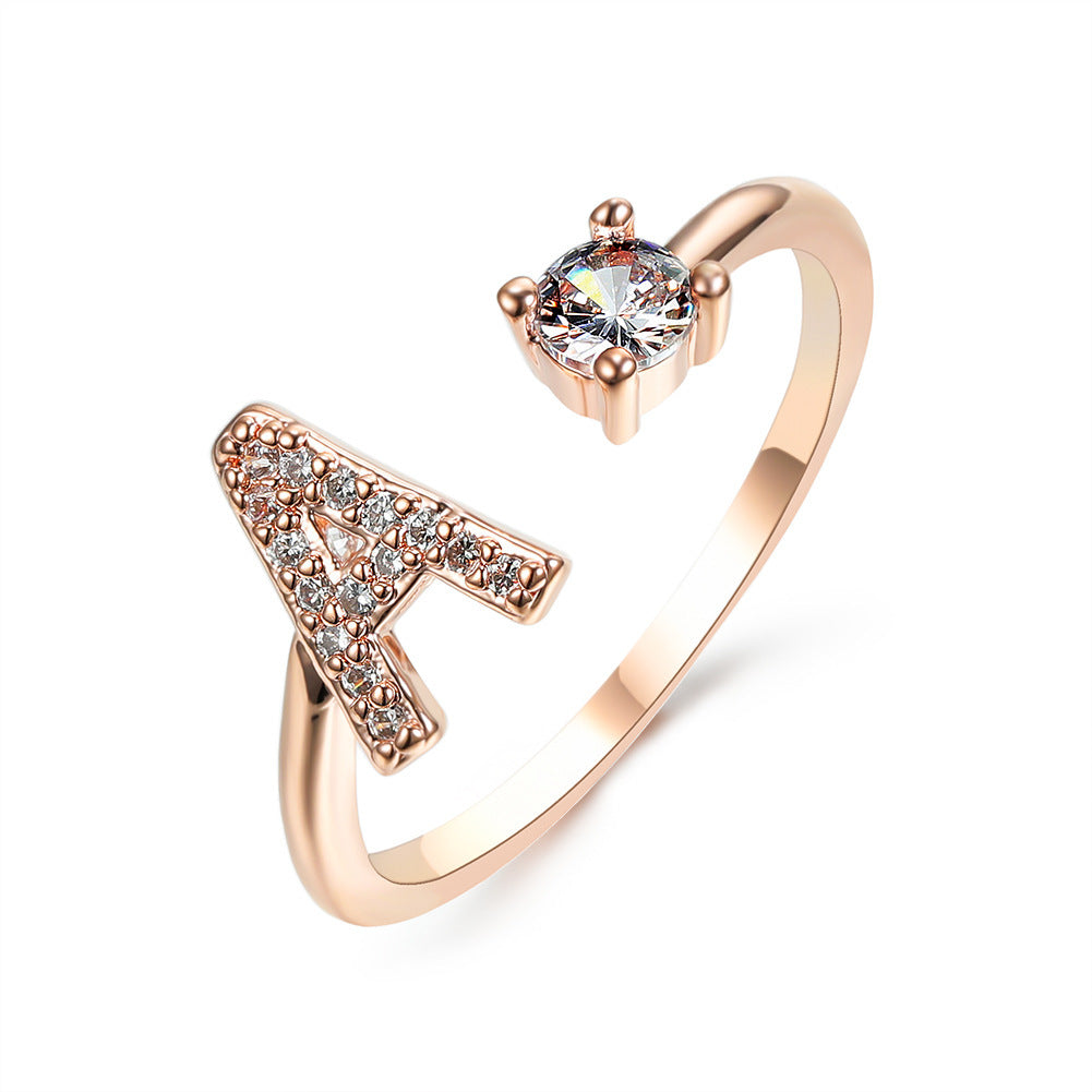 New Design Adjustable 26 Initial Letter Ring Fashion Jewelry For Women Simple Elegant Jewelry Exquisite Rings /Jewelry & Accessories