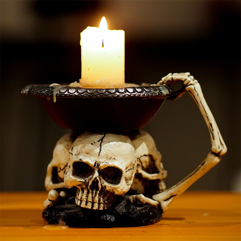 Creative Three Ghost Head Top Candle Desktop Storage Tray Home Ornaments