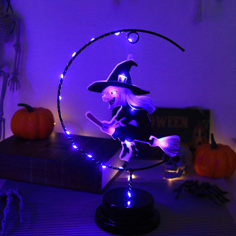 Led Halloween Wrought Iron Witch Modeling Lamp Atmosphere Decorative Lamp Home Ornaments