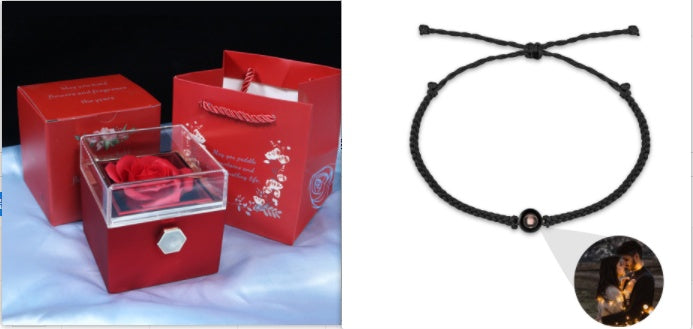 Rotating Soap Flower Rose Gift Box - Creative Rotating Rose Jewelry Packaging Box - Perfect Gift for Any Occasion