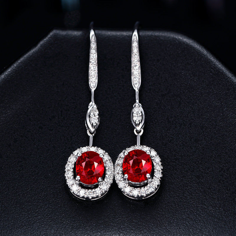 Real Sapphire Colored Gems Long Earrings Jewelry/Accessories