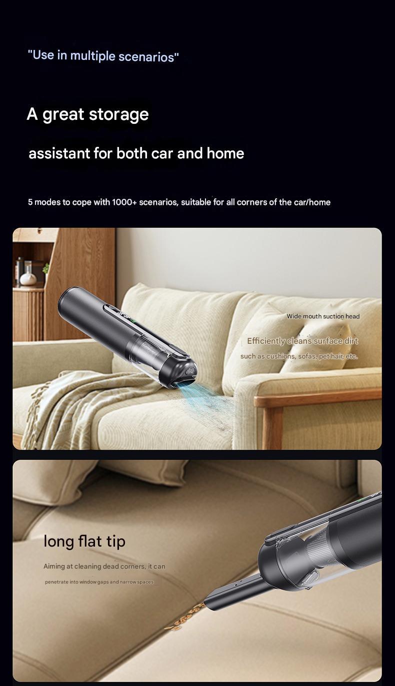 Green Light Dust-Detecting Handheld Car Vacuum Cleaner Wireless High-Suction Compact Portable Car Vacuum Cleaner For Vehicles Appliances Home Essentials