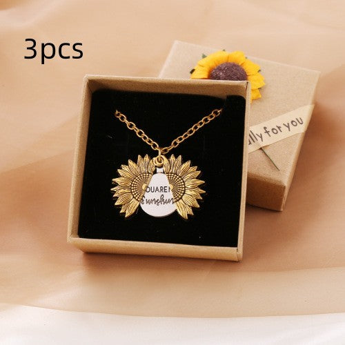 You Are My Sunshine Sunflower Necklace Women Men Jewelry/Accessories