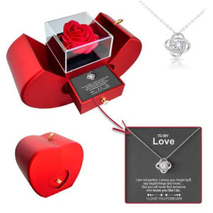 Fashion Jewelry Box Red Apple Christmas Gift Necklace Eternal Rose For Girl Mother's Day Valentine's Day Gifts With Artificial Flower Rose Flower Jewelry Box Jewelry & Accessories