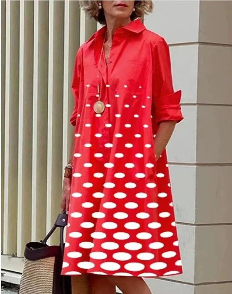 Women's Printed Simple Mid-length Dress Women's Garments Apparel / Clothing