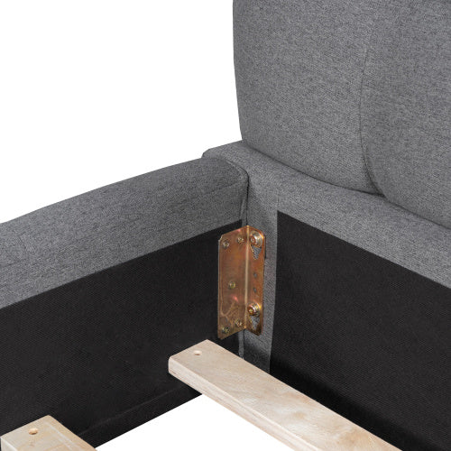 Double Bed With Soft Linen Backrest Furniture