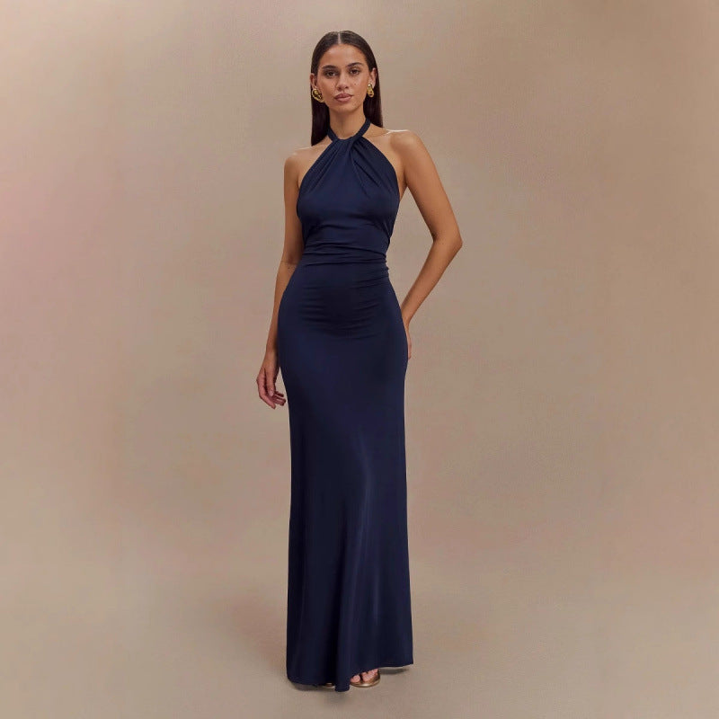 Ins Bodycon Halter Dress Sexy Backless Slim Fit Waist Slimming Maxi Dresses Prom Party Club Clothing For Women's Garments Apparel / Clothing