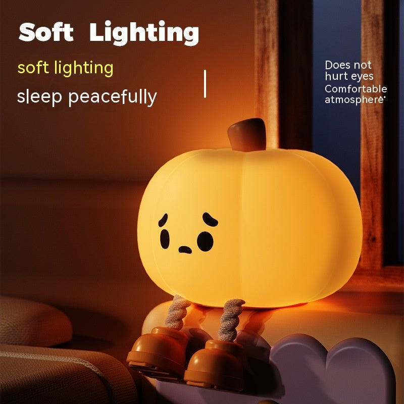 Pumpkin Lamp Small Night Lamp Halloween Silicone Pat Lamp Ambience Light Home Ornaments