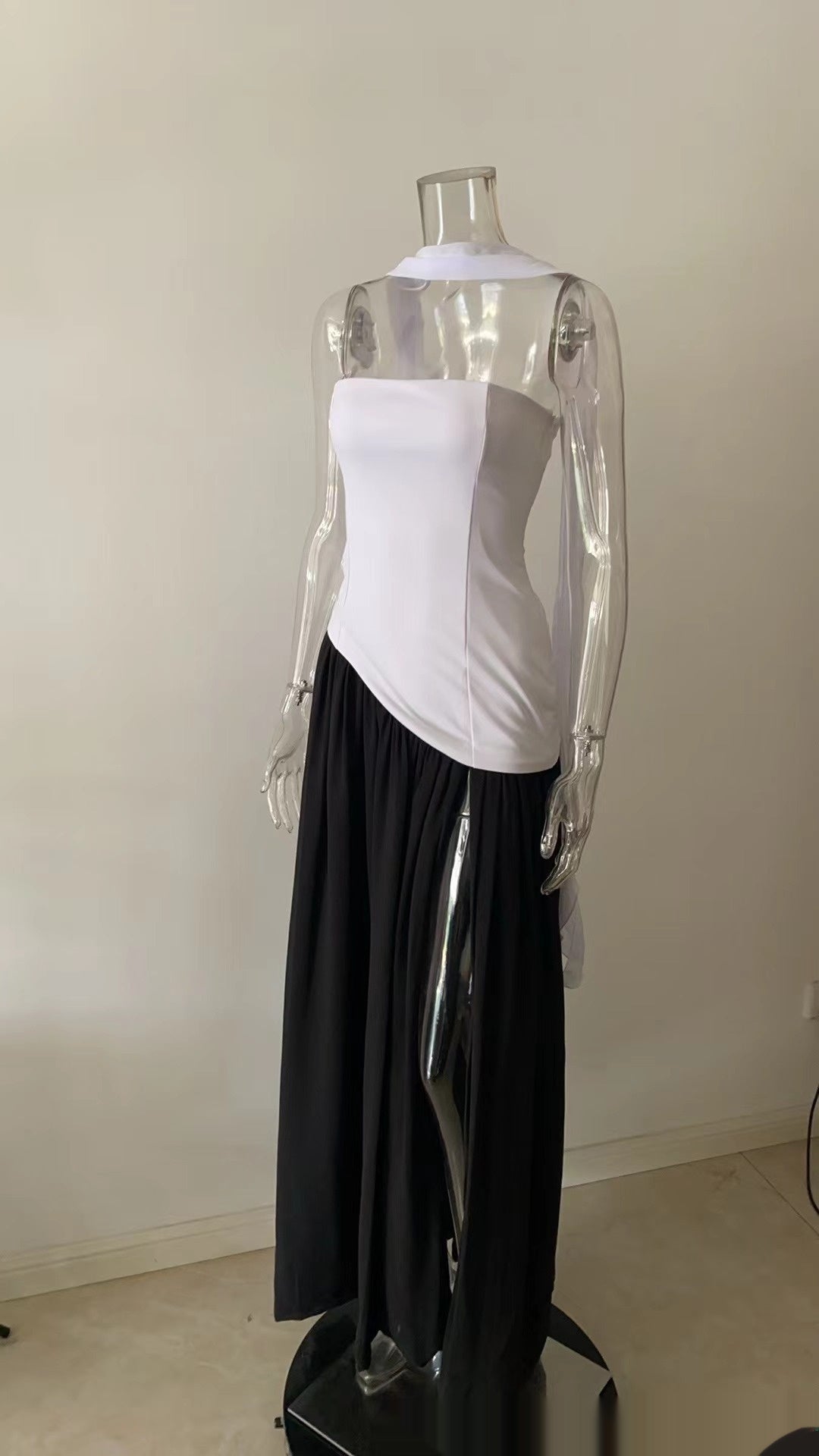 Spring And Summer New Color Matching Tube Top Sexy Off-the-shoulder Dress Women's Garments Apparel / Clothing