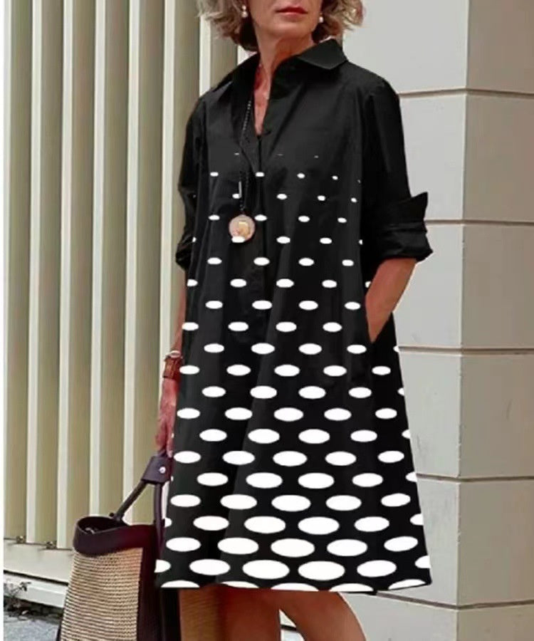 Women's Printed Simple Mid-length Dress Women's Garments Apparel / Clothing