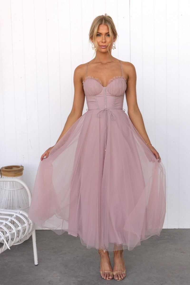 Temperament Camisole Mesh Party Evening Dress Women's Garments Apparel / Clothing