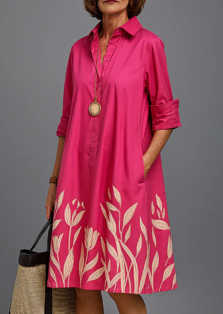 Women's Printed Simple Mid-length Dress Women's Garments Apparel / Clothing