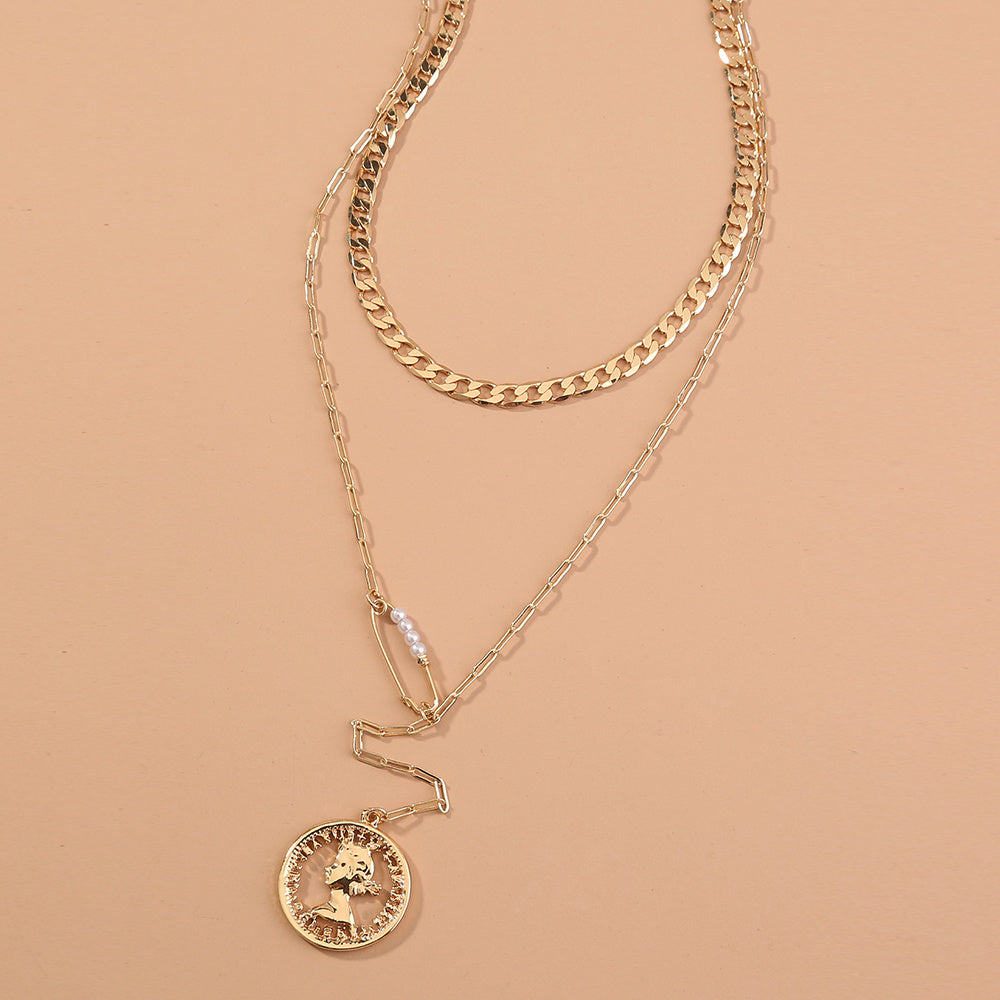 Multi-element stitching character tag multi-layer necklace Jewelry & Accessories