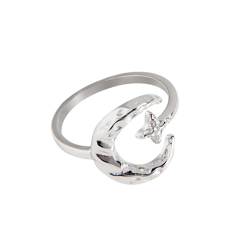 Small Design Sense, Simple Temperament, Folds, Star And Moon Exquisite Ring /Jewelry & Accessories
