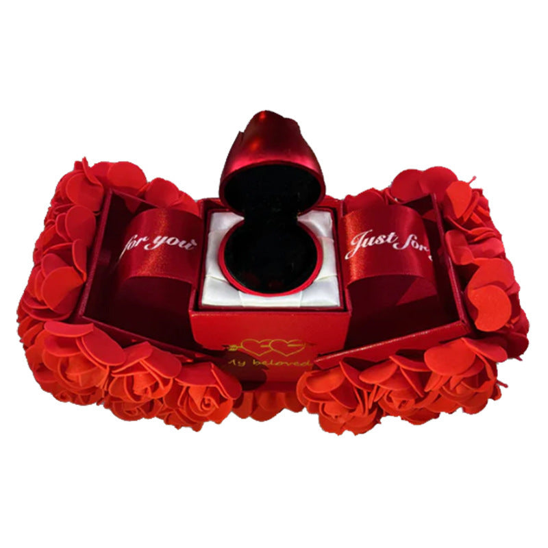 Soap Rose Gift Box with Crystal Pendant Necklace – Eternal Flower Jewelry Box Set – Perfect Gift for Any Occasion: Wedding, Birthday, Anniversary & More