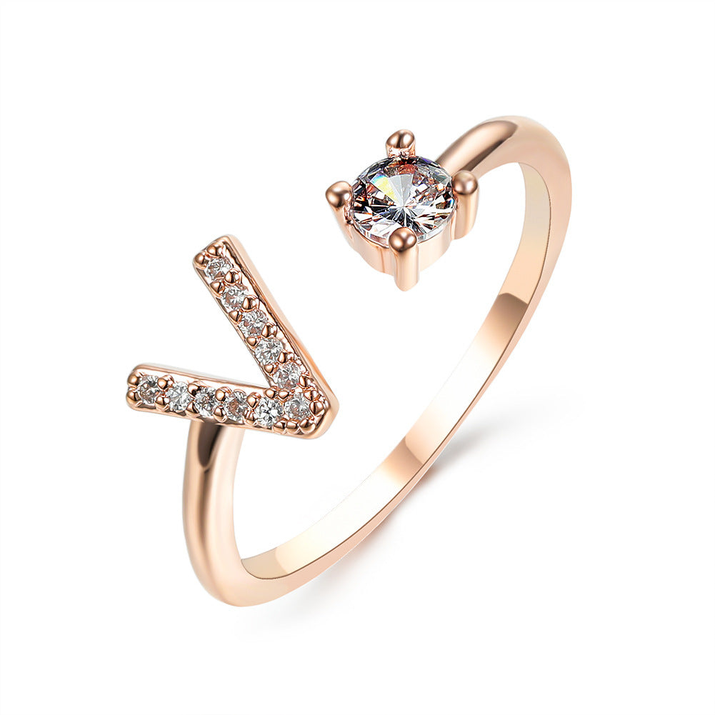 New Design Adjustable 26 Initial Letter Ring Fashion Jewelry For Women Simple Elegant Jewelry Exquisite Rings /Jewelry & Accessories