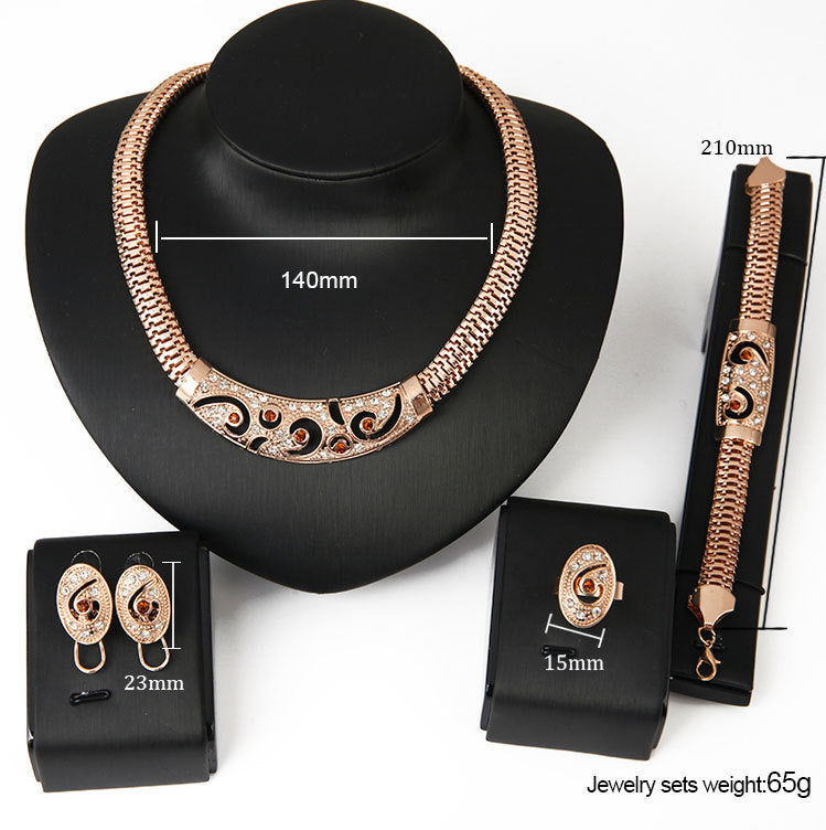 Punk Jewelry Set Necklace Earrings Bracelet Ring Jewelry Four Piece Set Jewelry/Accessories