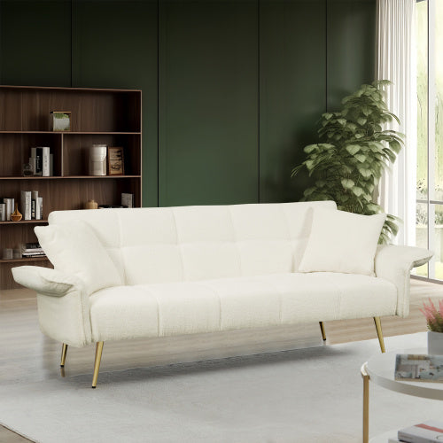 70.1 Inches Futon Sofa Bed, Convertible Double Sofa Bed With Folding Armrests For Living Rooms And Small Spaces