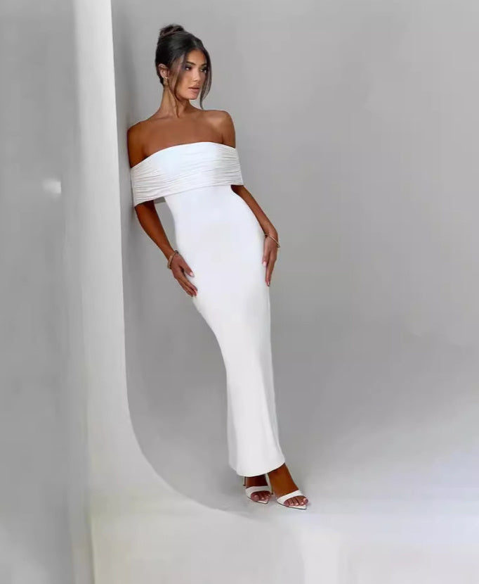 Socialite Style Elegant Sexy Backless Off-shoulder Dress Women's Garments Apparel / Clothing