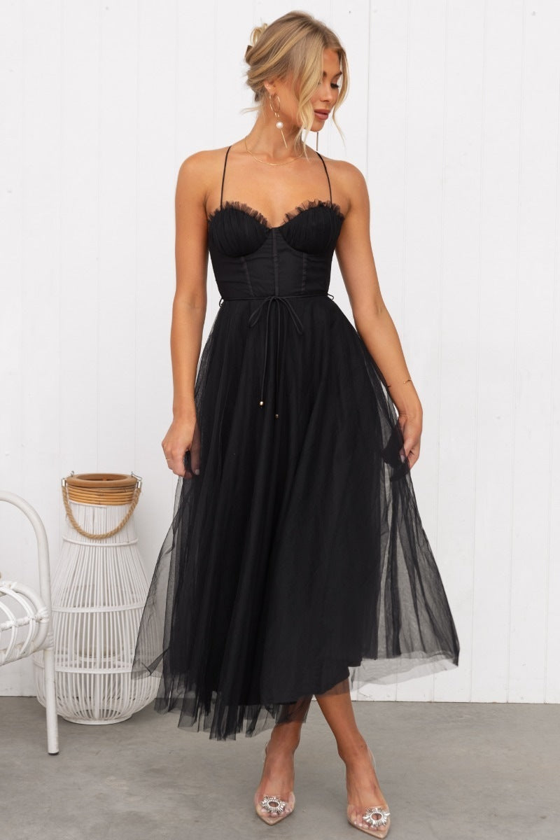 Temperament Camisole Mesh Party Evening Dress Women's Garments Apparel / Clothing
