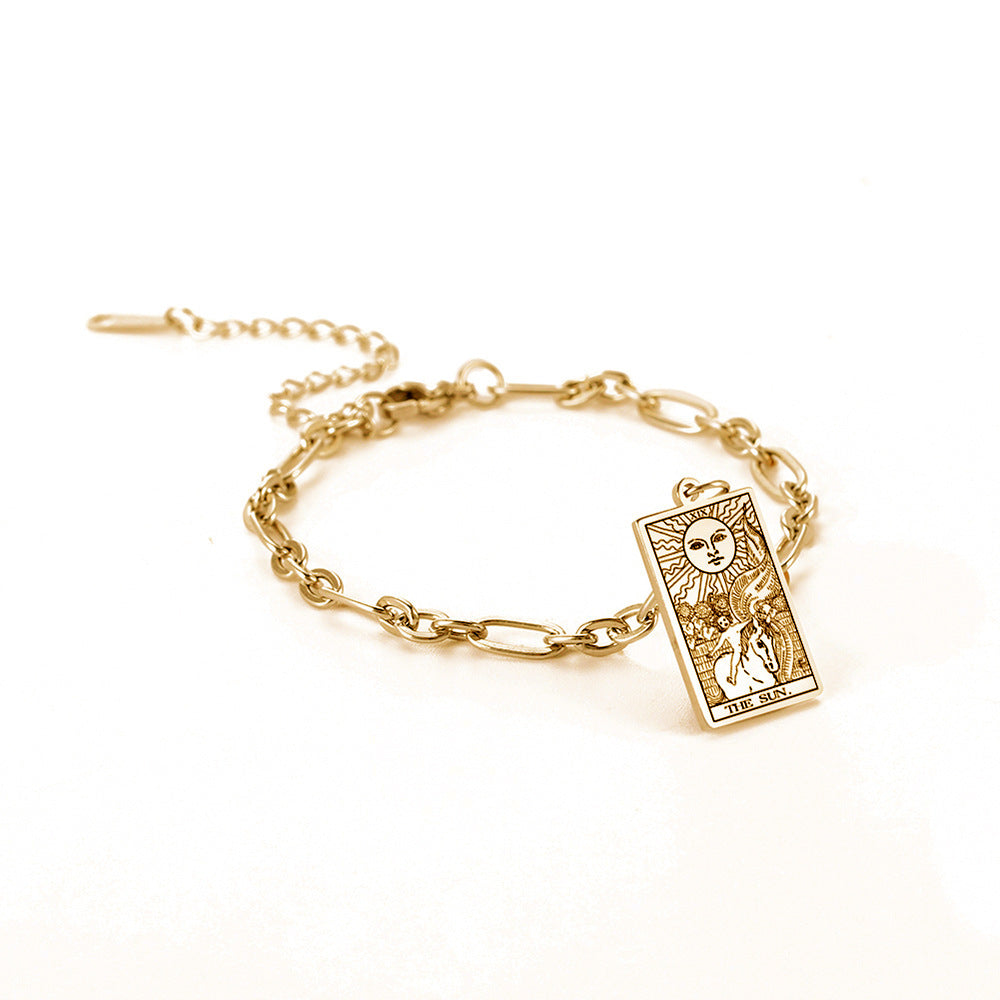 12 Tarot Card Series Fashion Trend Long Oval Link Chain Bracelet Jewelry & Accessories
