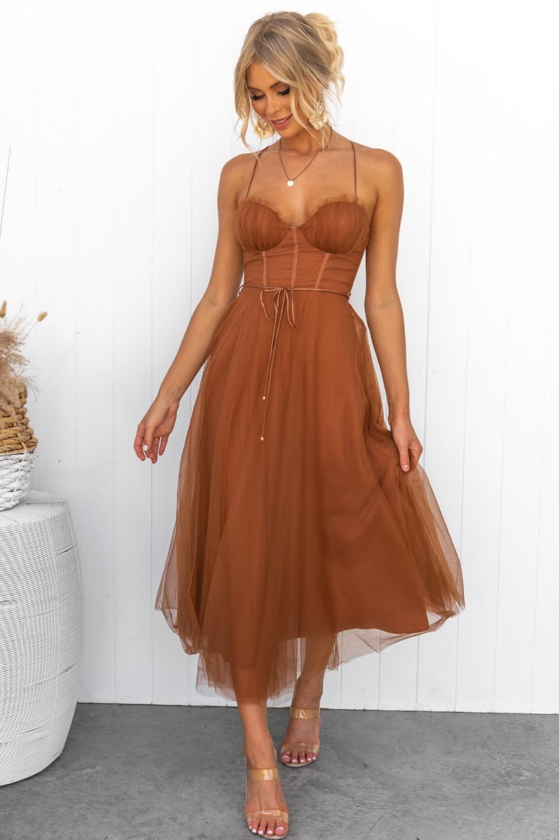 Temperament Camisole Mesh Party Evening Dress Women's Garments Apparel / Clothing