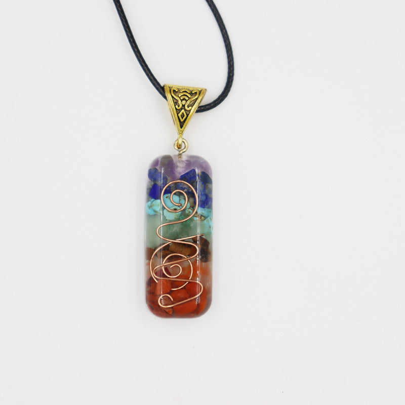 Retro Reiki Healing Energy Crystal Pendant Natural Stone For Yoga Meditation Spiritual 7 Chakra Jewelry Necklace Amulet Jewelry/Accessories