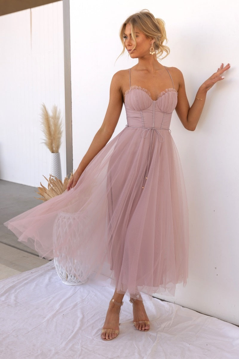Temperament Camisole Mesh Party Evening Dress Women's Garments Apparel / Clothing