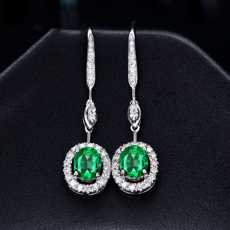 Real Sapphire Colored Gems Long Earrings Jewelry/Accessories