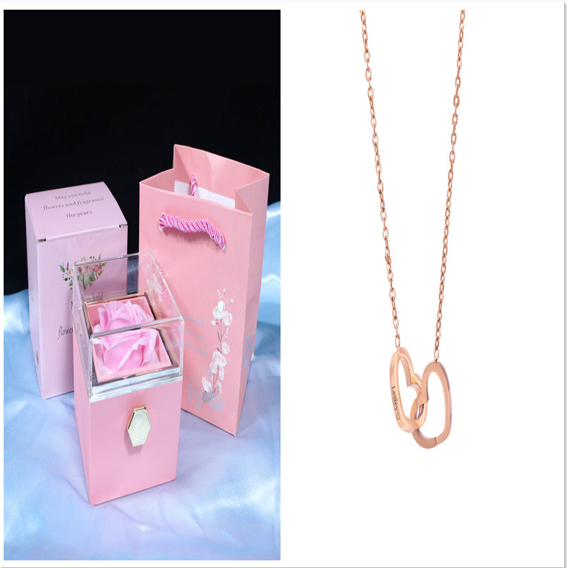Rotating Soap Flower Rose Gift Box - Creative Rotating Rose Jewelry Packaging Box - Perfect Gift for Any Occasion