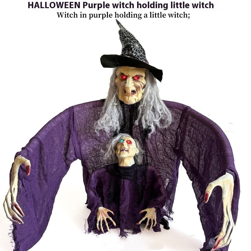 Halloween Parent-child Witch Ornaments Floor Outlet Luminous Decoration Home Ornaments