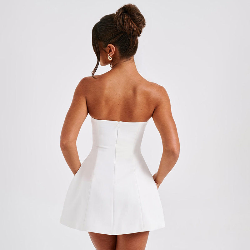 Fashion Tube Dress Summer Solid Color Sasual Backless Slim Short Dresses Party Clothing Women's Garments Apparel / Clothing