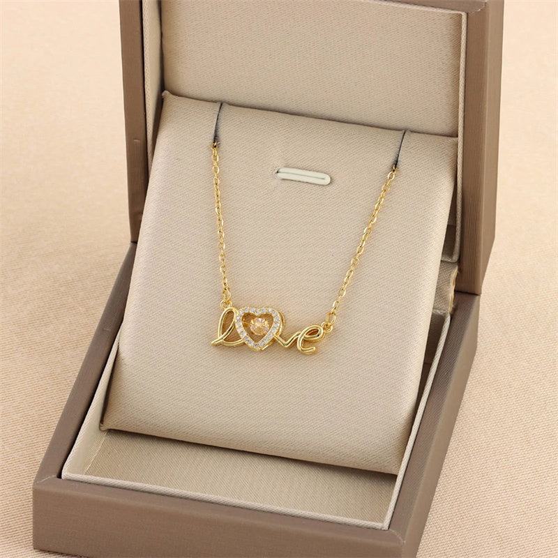 Titanium Steel Love Necklace – Fashionable Clavicle Chain for Women, Perfect Gift for Valentine's Day, Anniversary & Special Occasions