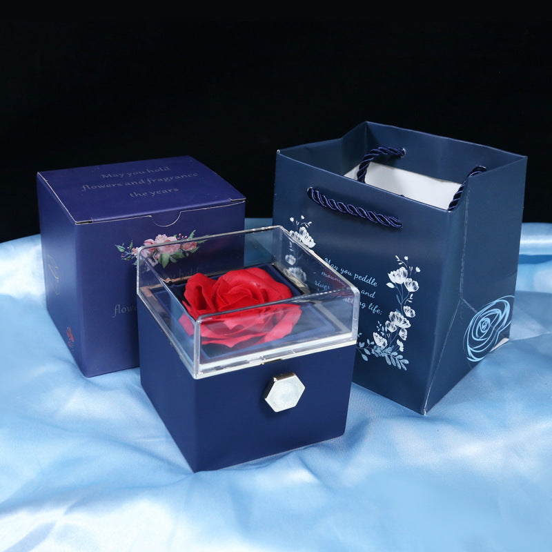 Rotating Soap Flower Rose Gift Box - Creative Rotating Rose Jewelry Packaging Box - Perfect Gift for Any Occasion