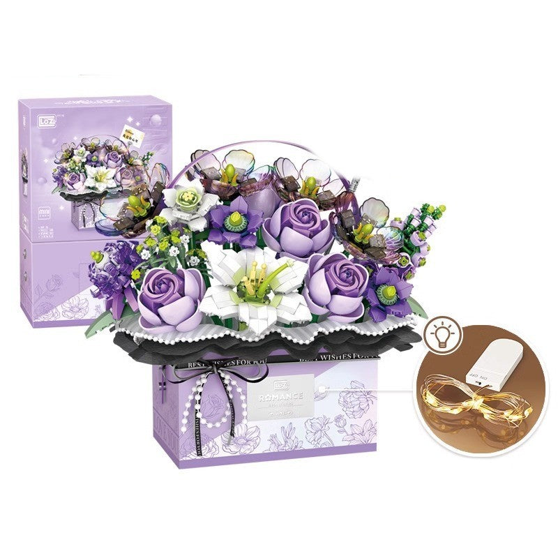 Flower Basket LED Light Ornament – Decorative Floral Lamp for Home, Wedding, and Special Occasions