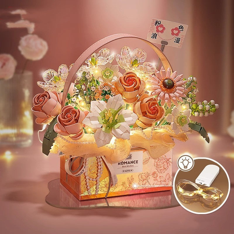 Flower Basket LED Light Ornament – Decorative Floral Lamp for Home, Wedding, and Special Occasions