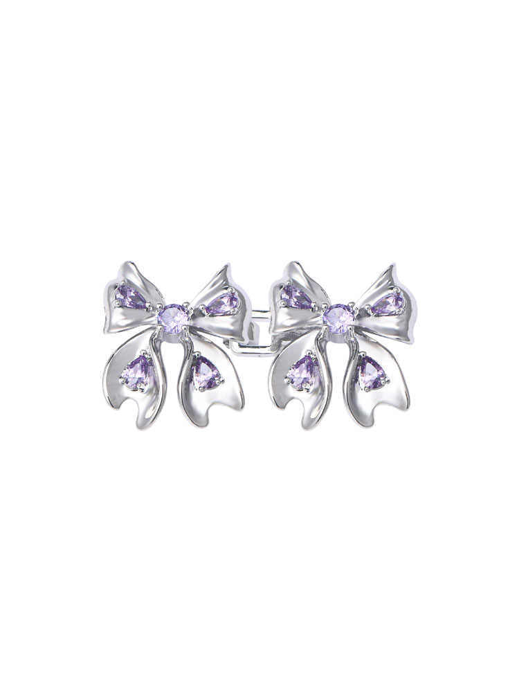 Purple Crystal Bow Waist Brooch Dual-use Belt Buckle