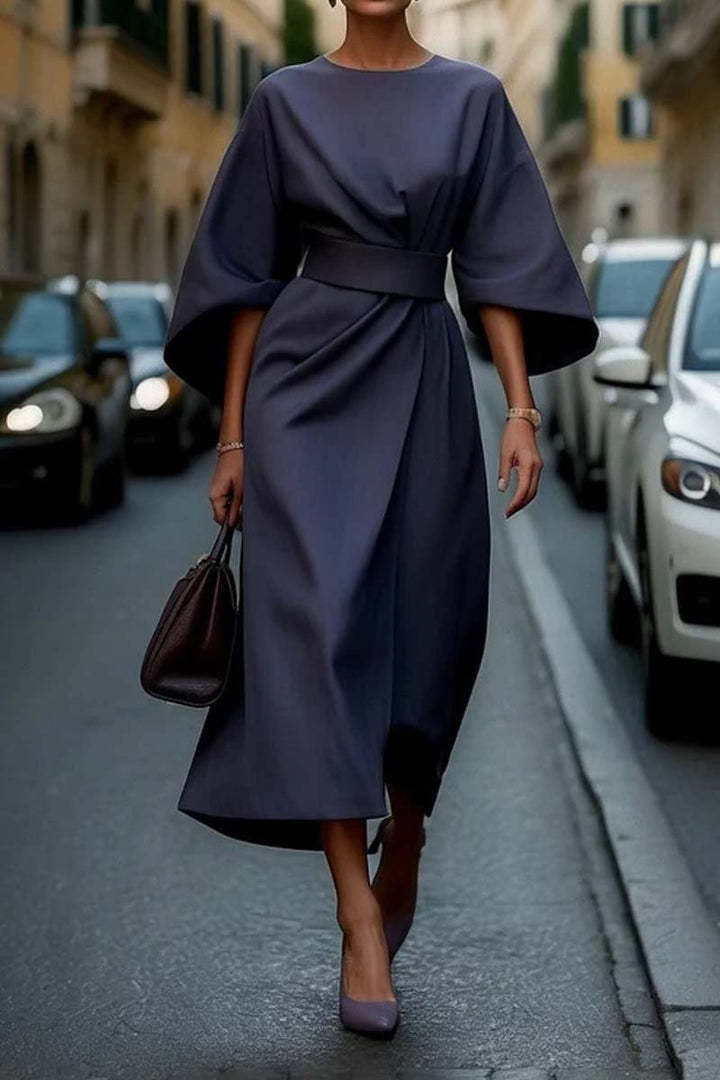 Loose Batwing Sleeve Dress Fashion Waist-tighted Solid Color Elegant Dresses For Women's Garments Apparel / Clothing